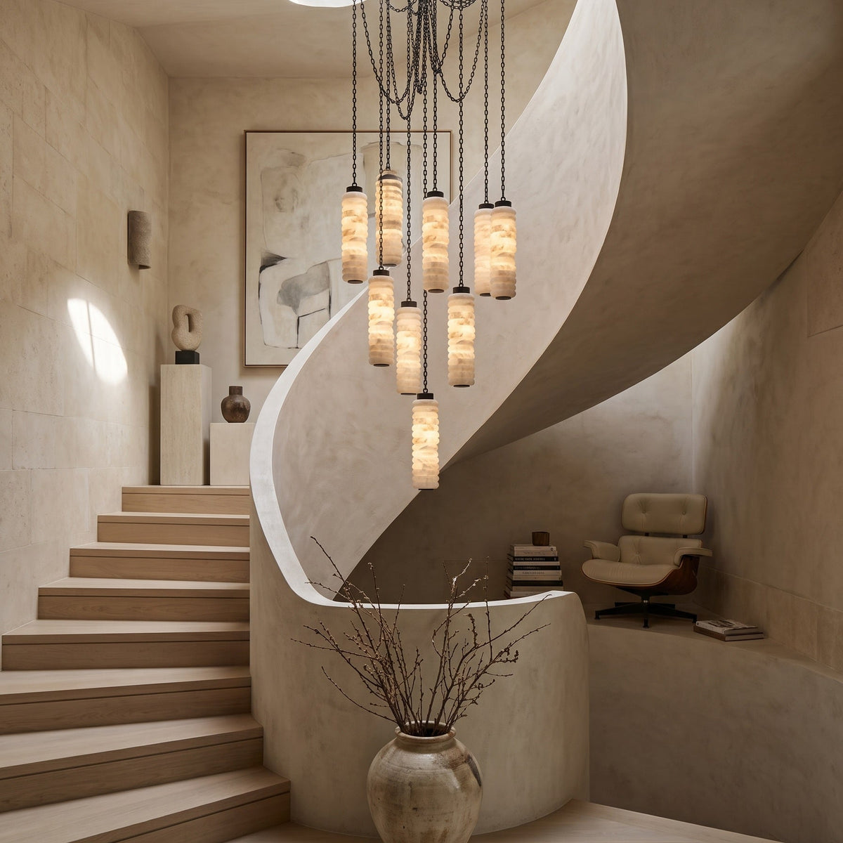 Payson Chain Alabaster Chandelier