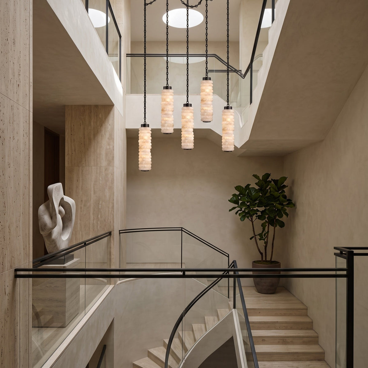 Payson Chain Alabaster Chandelier