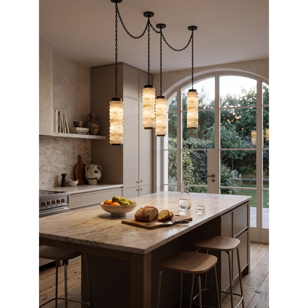 Payson Chain Alabaster Chandelier
