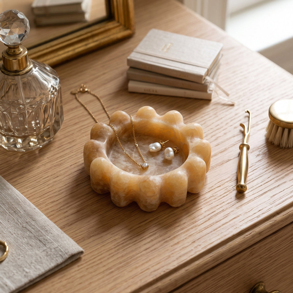 Scalloped Marble Catchall Dish