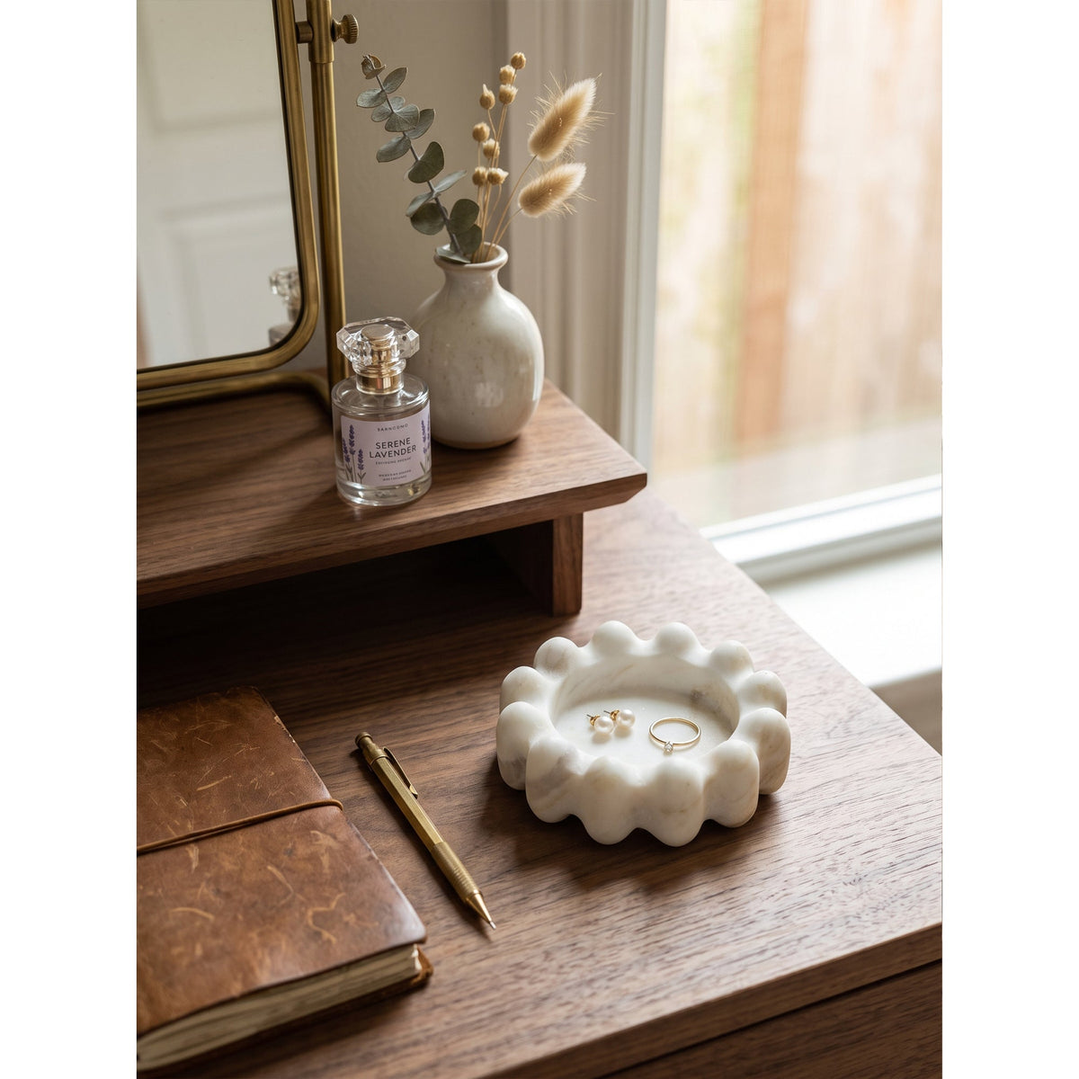 Scalloped Marble Catchall Dish