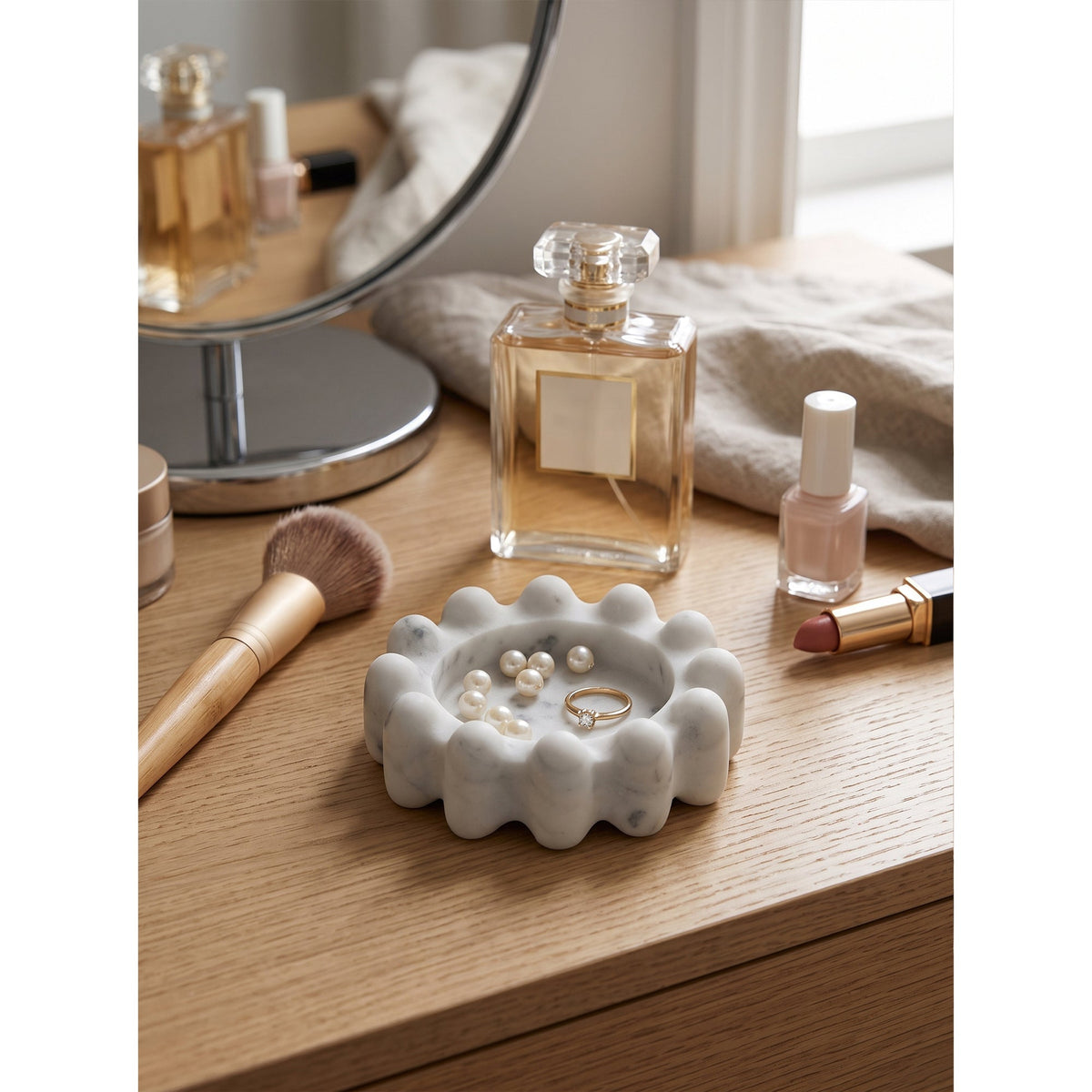 Scalloped Marble Catchall Dish