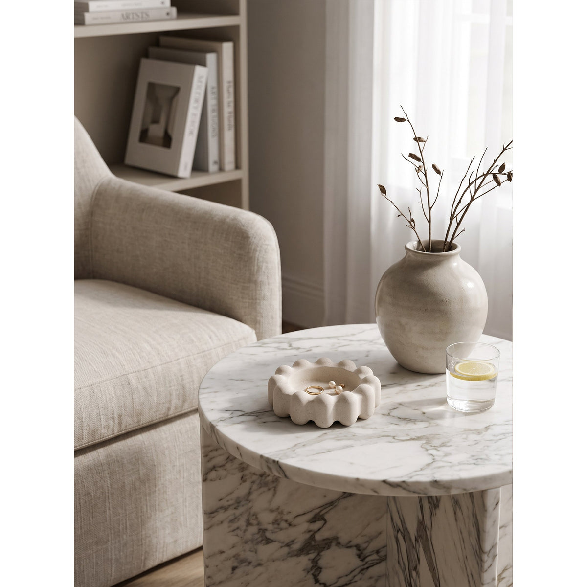 Scalloped Marble Catchall Dish