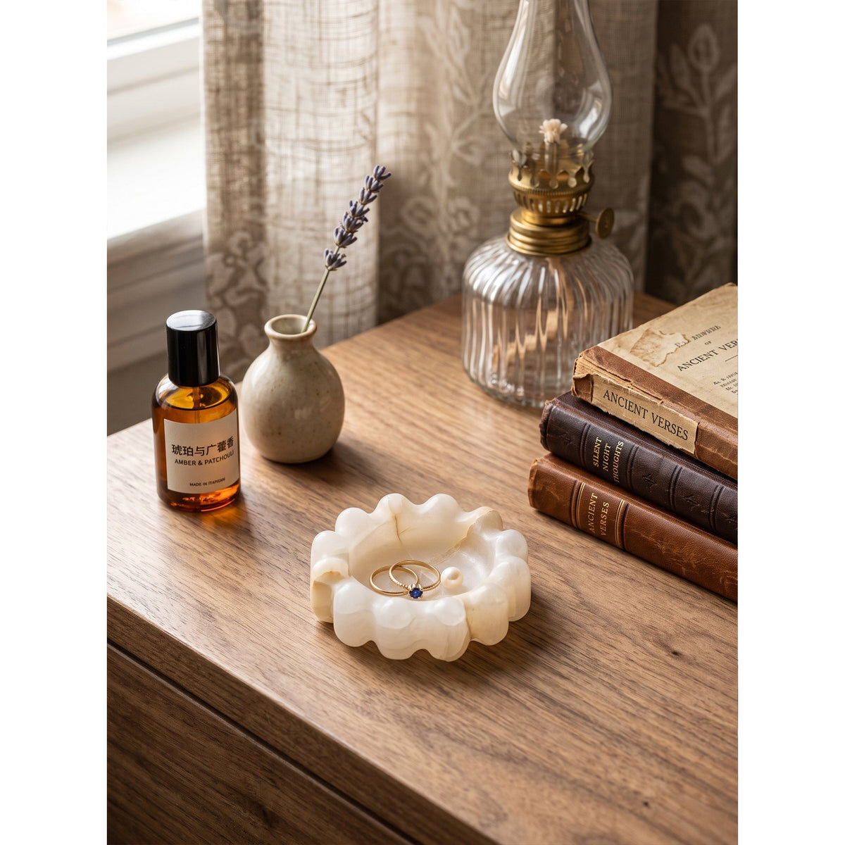 Scalloped Marble Catchall Dish