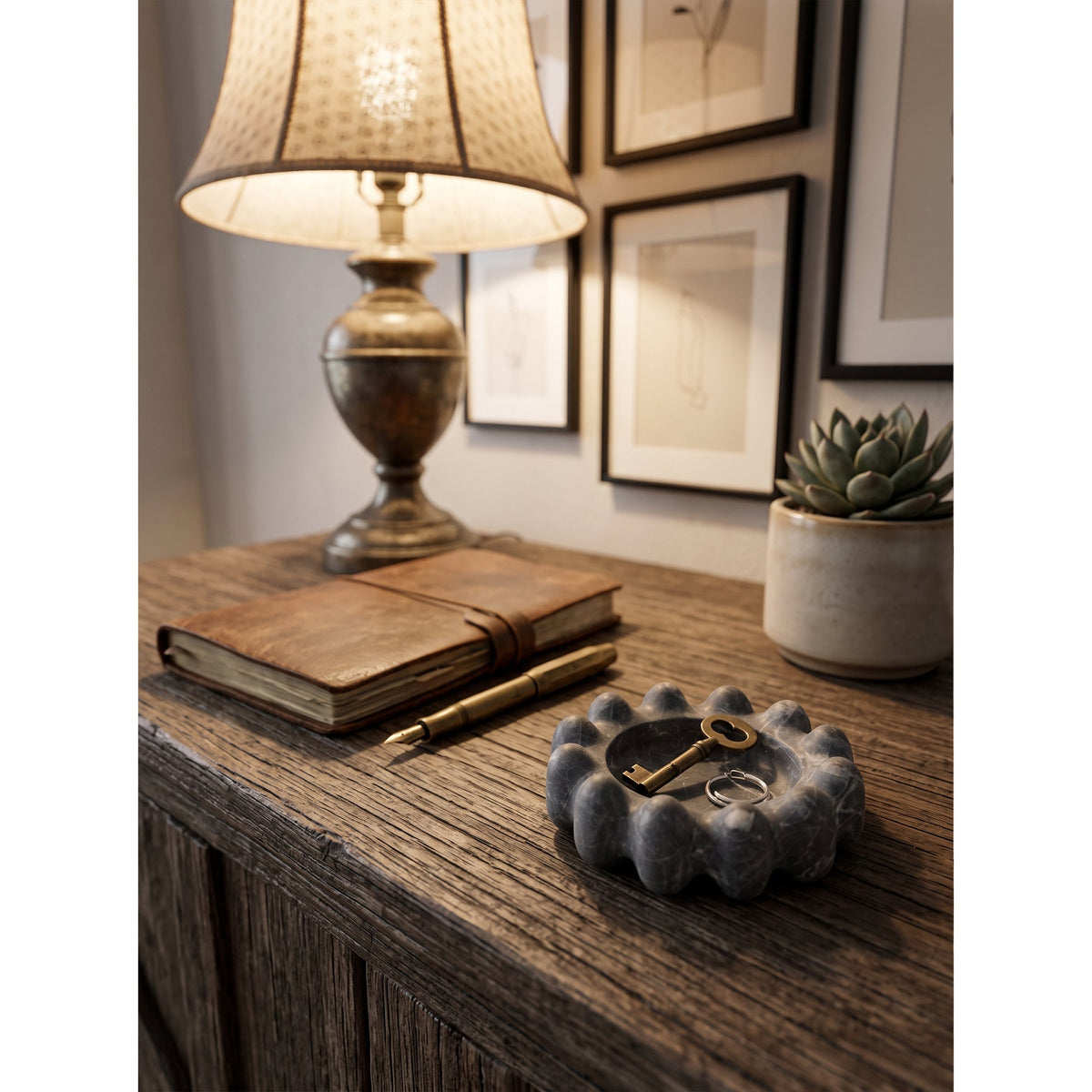 Scalloped Marble Catchall Dish
