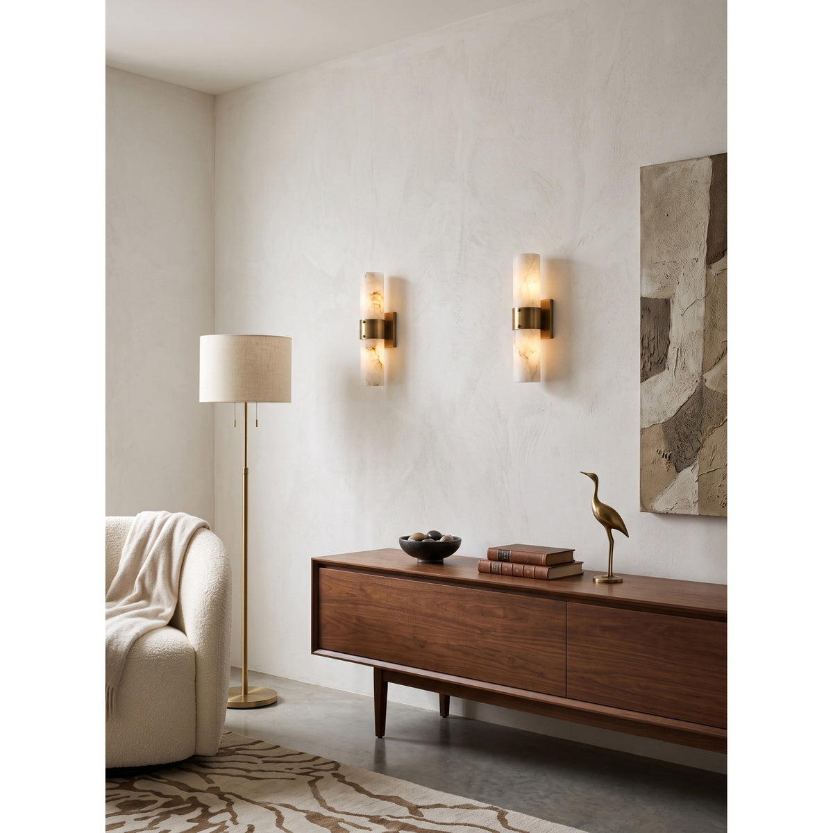 Soleil Fluted Alabaster Wall Sconce