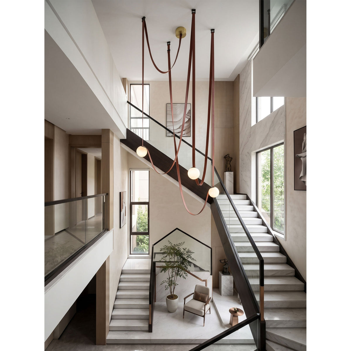 Tether 3-Light Alabaster Draped Chandelier