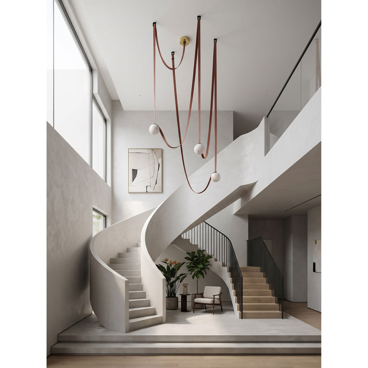 Tether 3-Light Alabaster Draped Chandelier