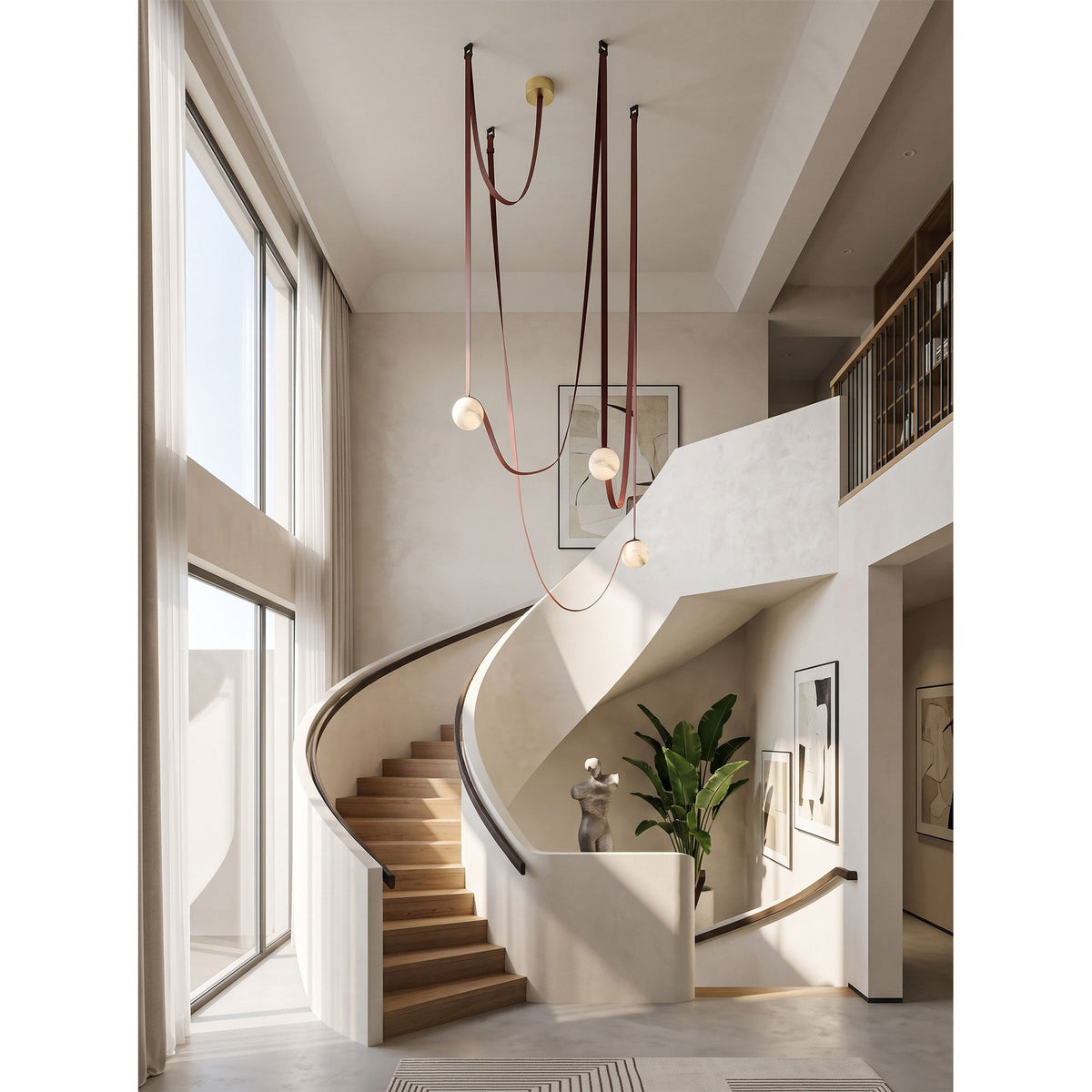 Tether 3-Light Alabaster Draped Chandelier