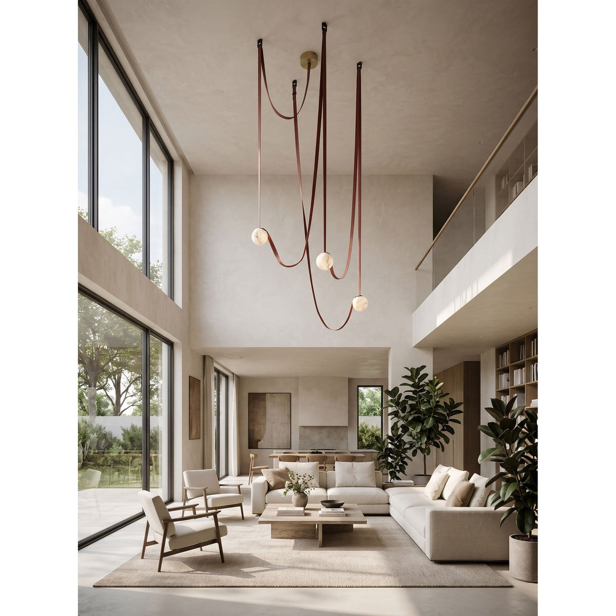 Tether 3-Light Alabaster Draped Chandelier