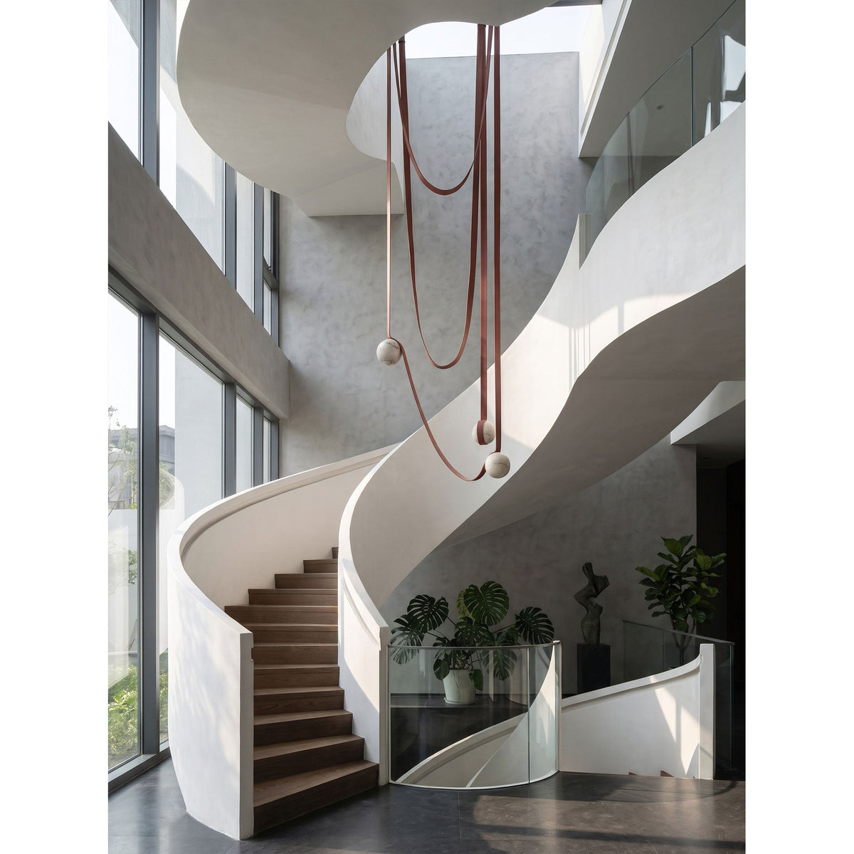 Tether 3-Light Alabaster Draped Chandelier