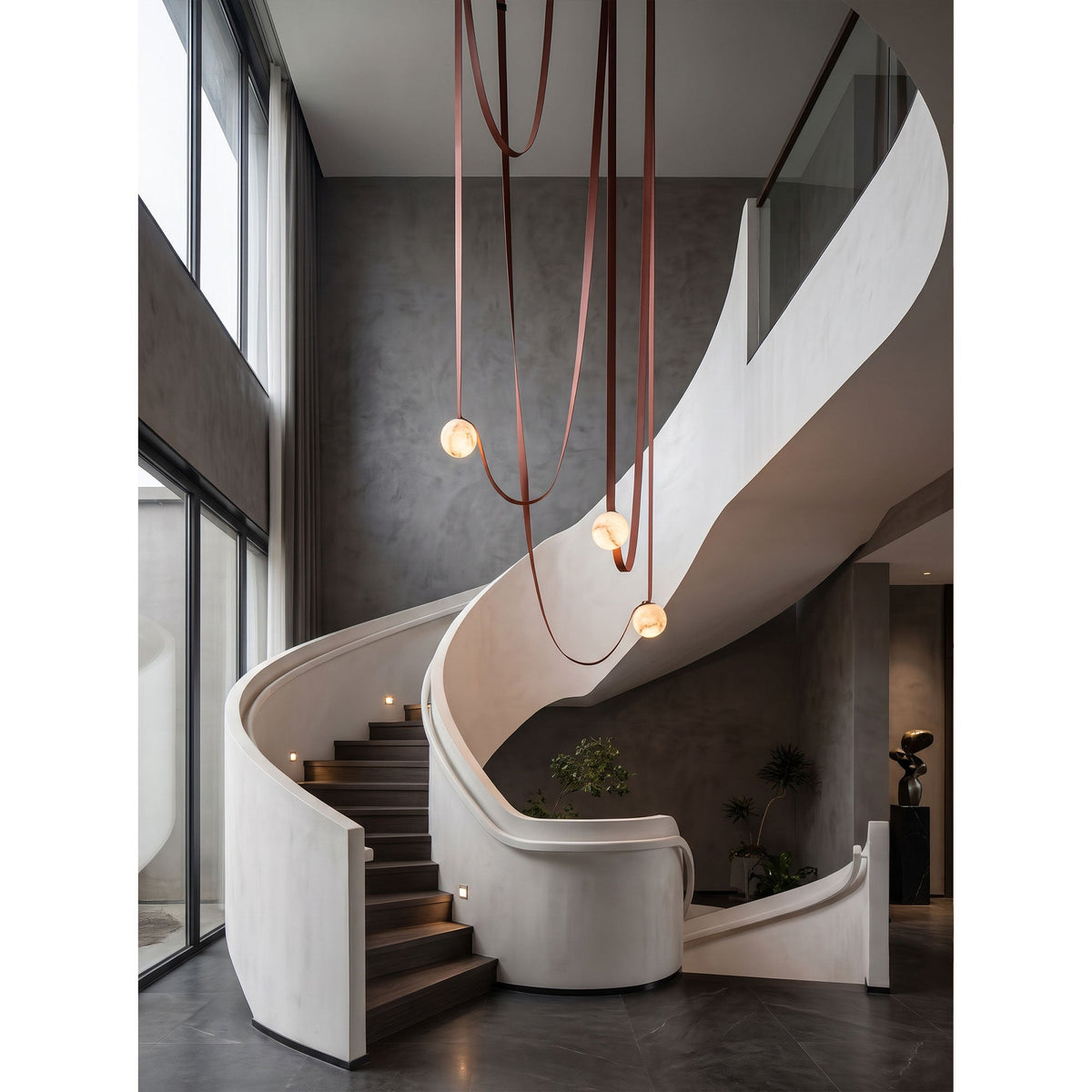 Tether 3-Light Alabaster Draped Chandelier