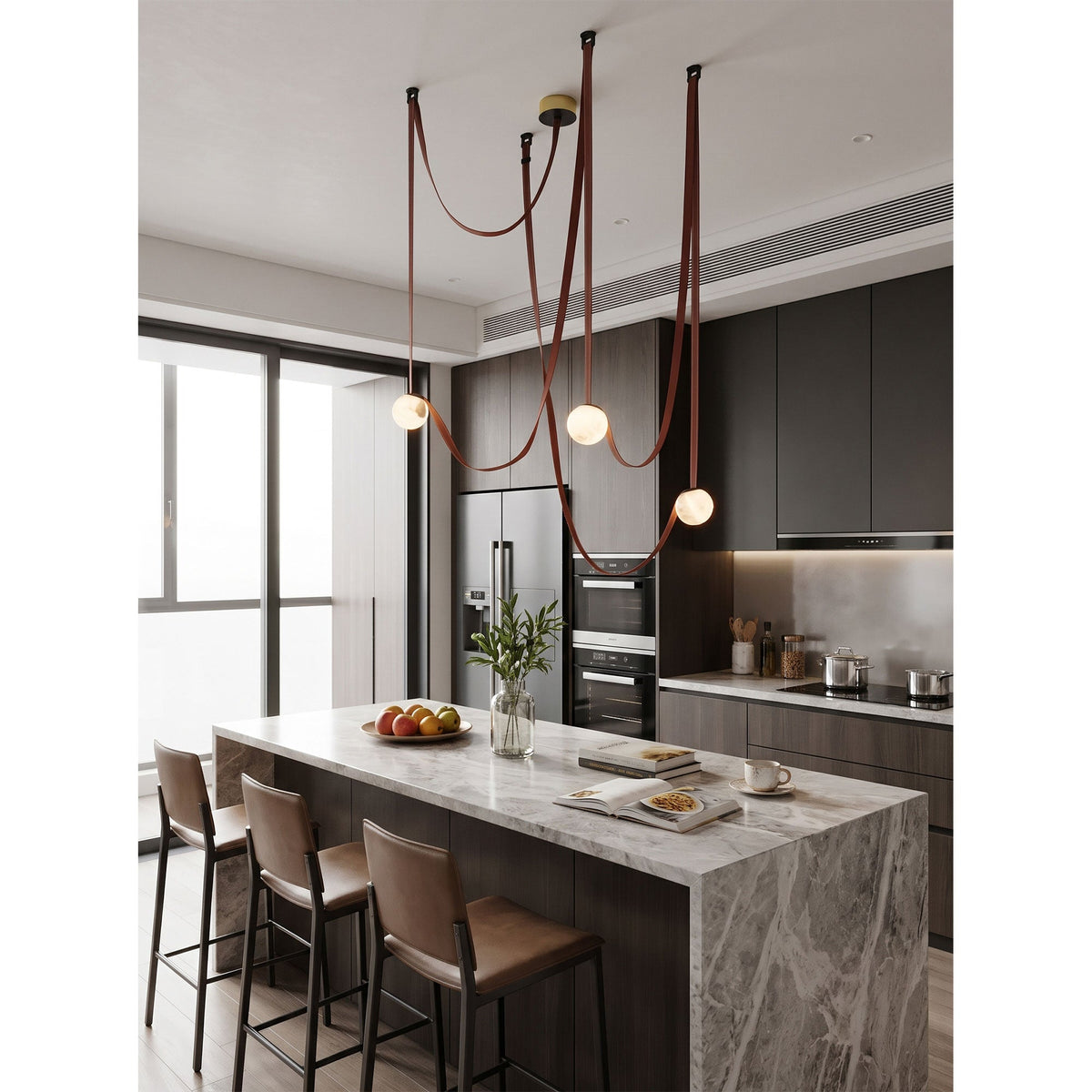 Tether 3-Light Alabaster Draped Chandelier