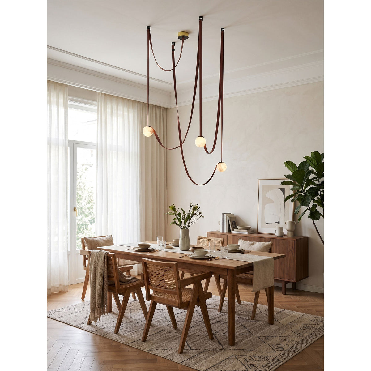 Tether 3-Light Alabaster Draped Chandelier