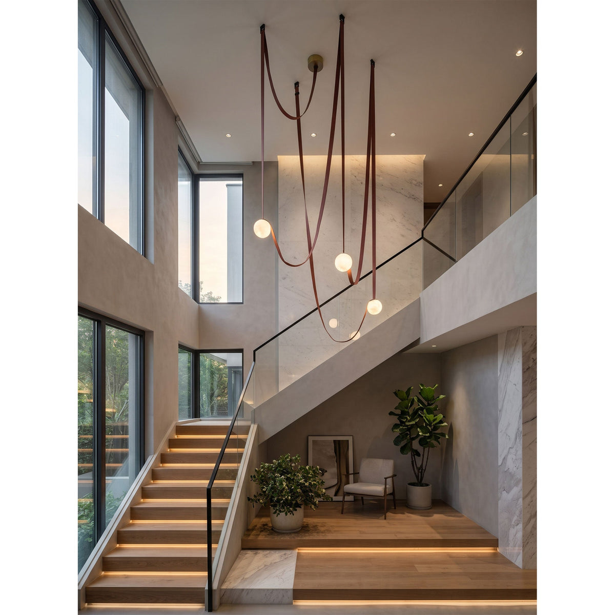 Tether 3-Light Alabaster Draped Chandelier