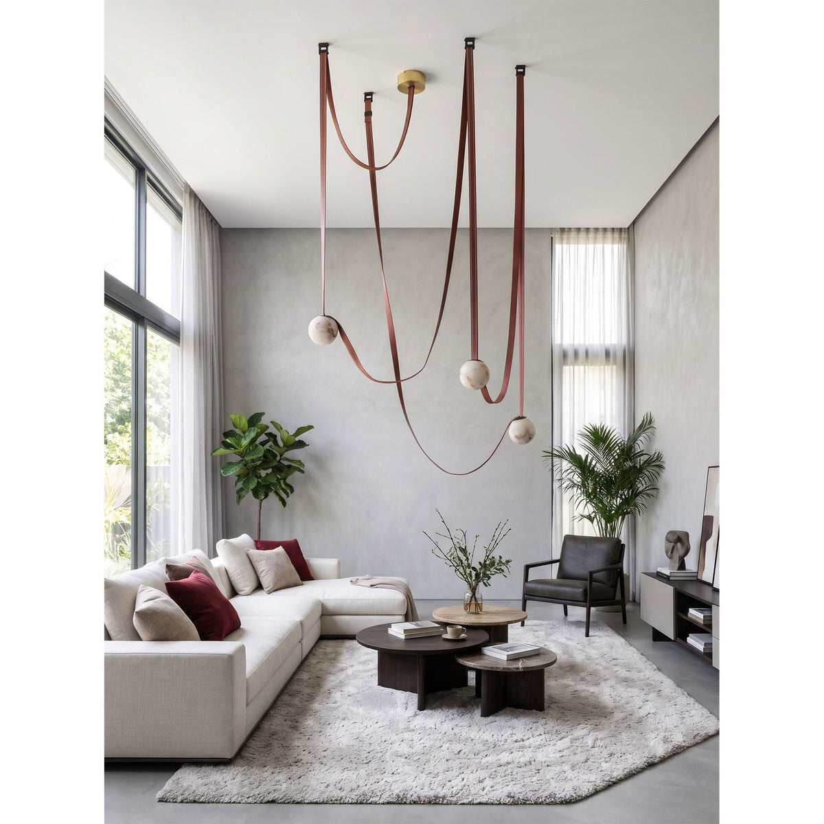 Tether 3-Light Alabaster Draped Chandelier