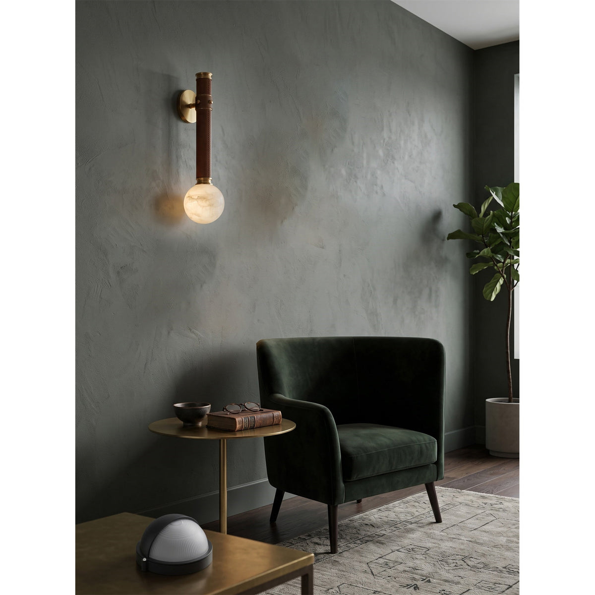 Threadline Alabaster Globe Wall Sconce