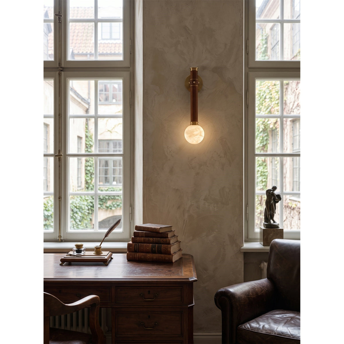 Threadline Alabaster Globe Wall Sconce