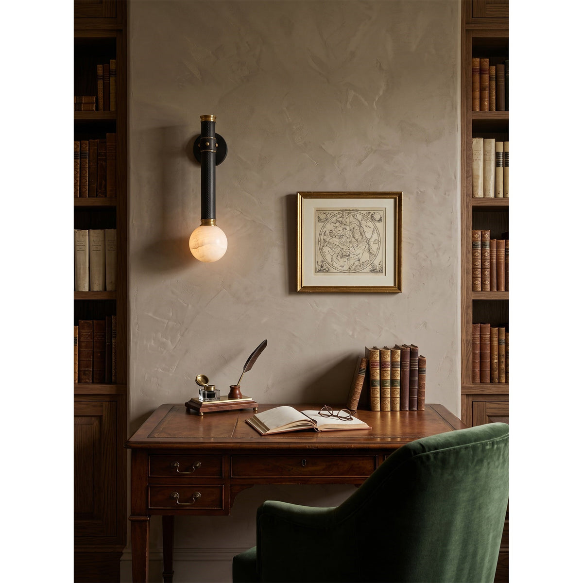 Threadline Alabaster Globe Wall Sconce