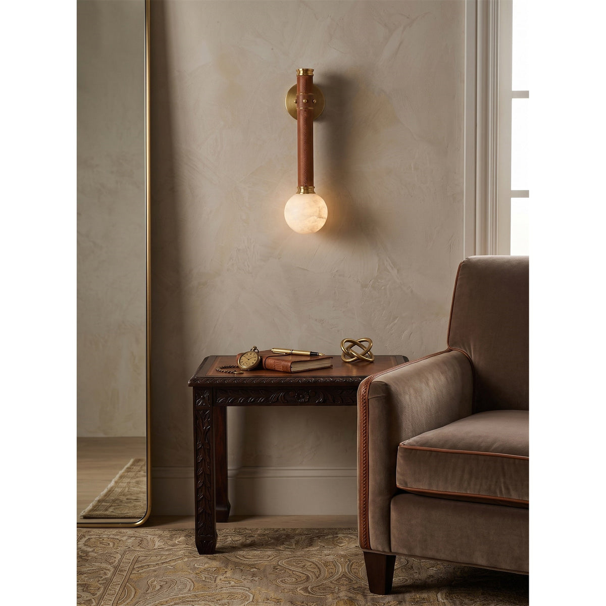 Threadline Alabaster Globe Wall Sconce