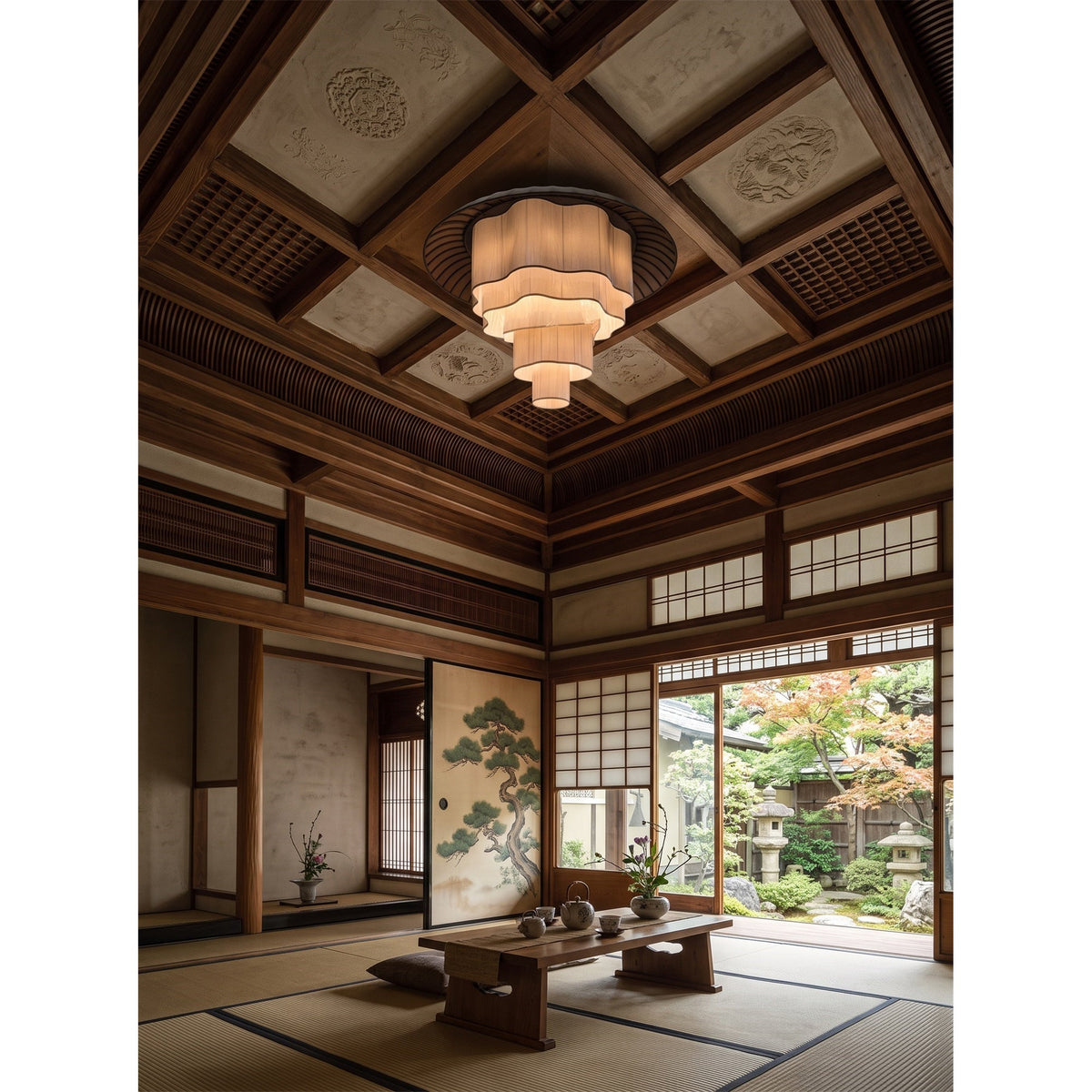 Tiered Wave-edge Fabric Chandelier
