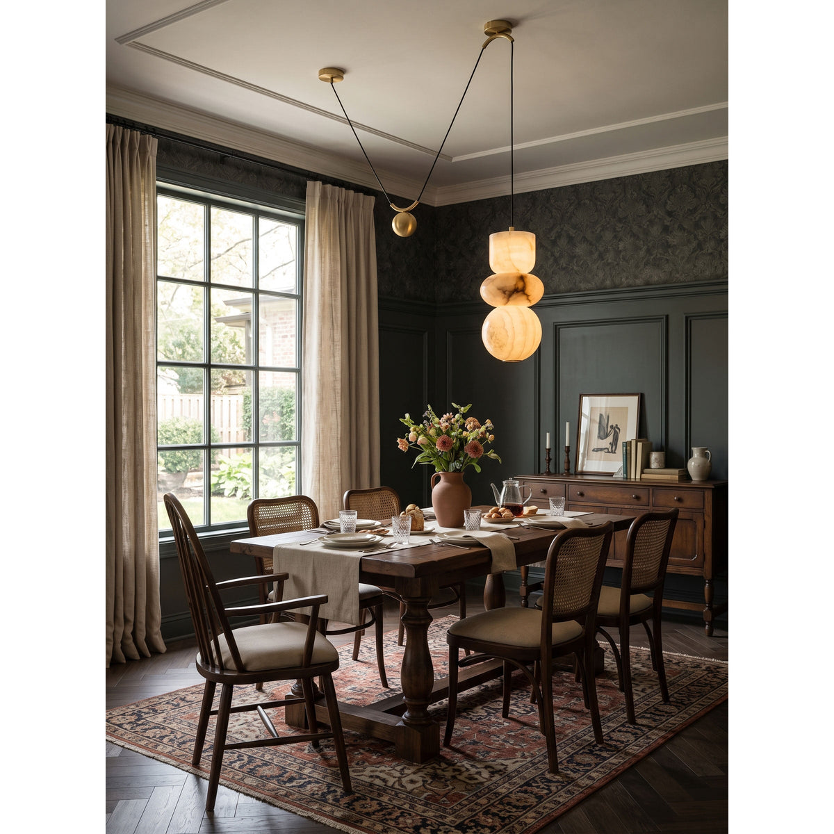 Totem Alabaster Counterweight Pendant Lamp