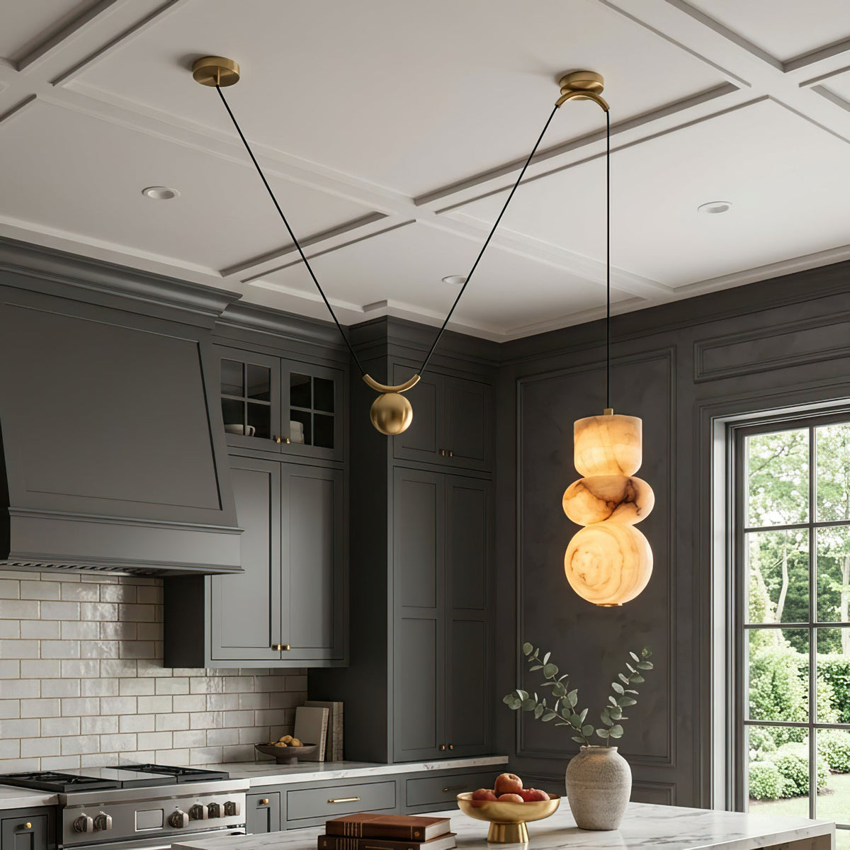 Totem Alabaster Counterweight Pendant Lamp