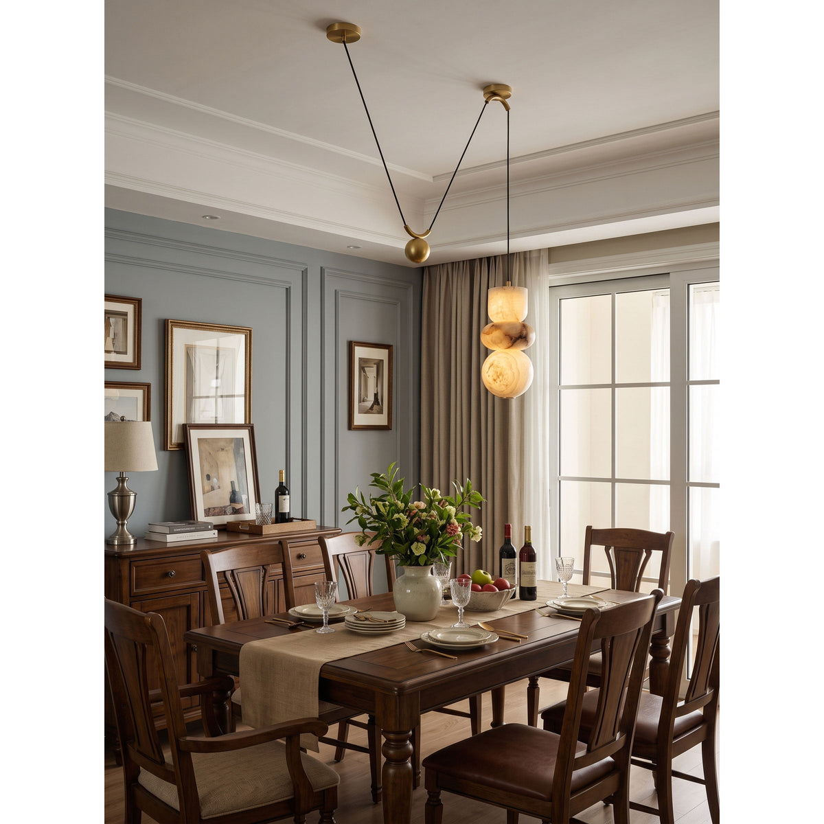 Totem Alabaster Counterweight Pendant Lamp
