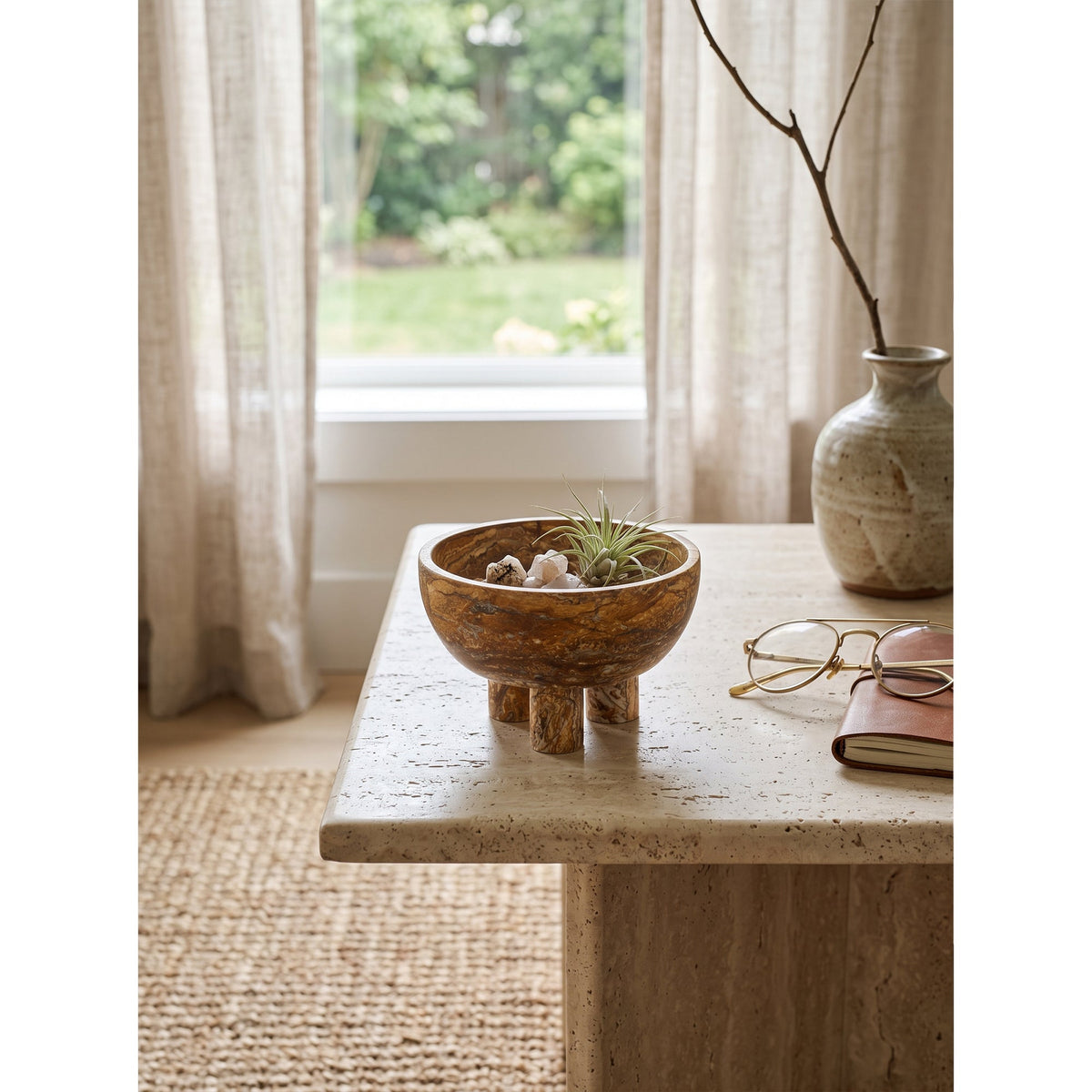 Tuscan Marble Footed Bowl