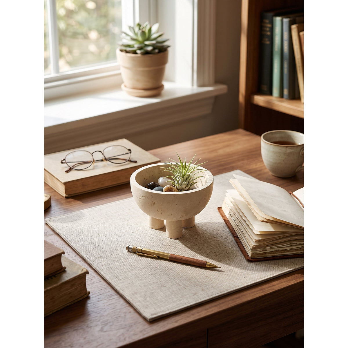 Tuscan Marble Footed Bowl