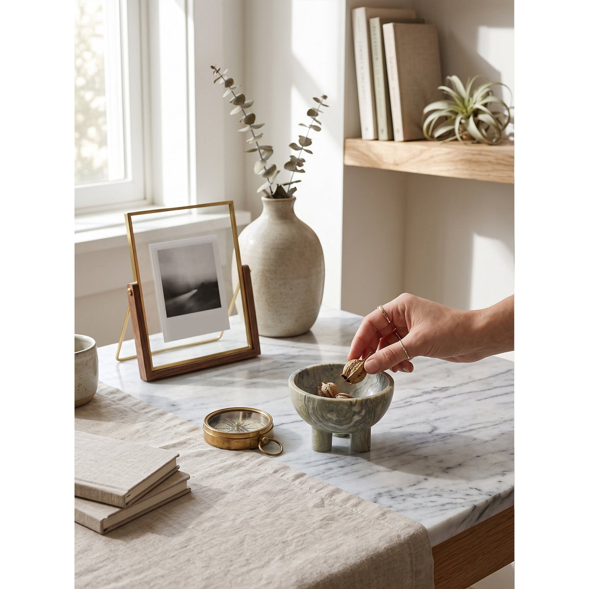 Tuscan Marble Footed Bowl