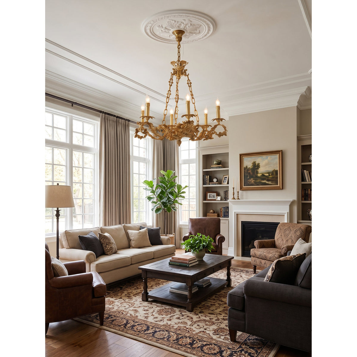 Valcourt Brass Scroll Chandelier