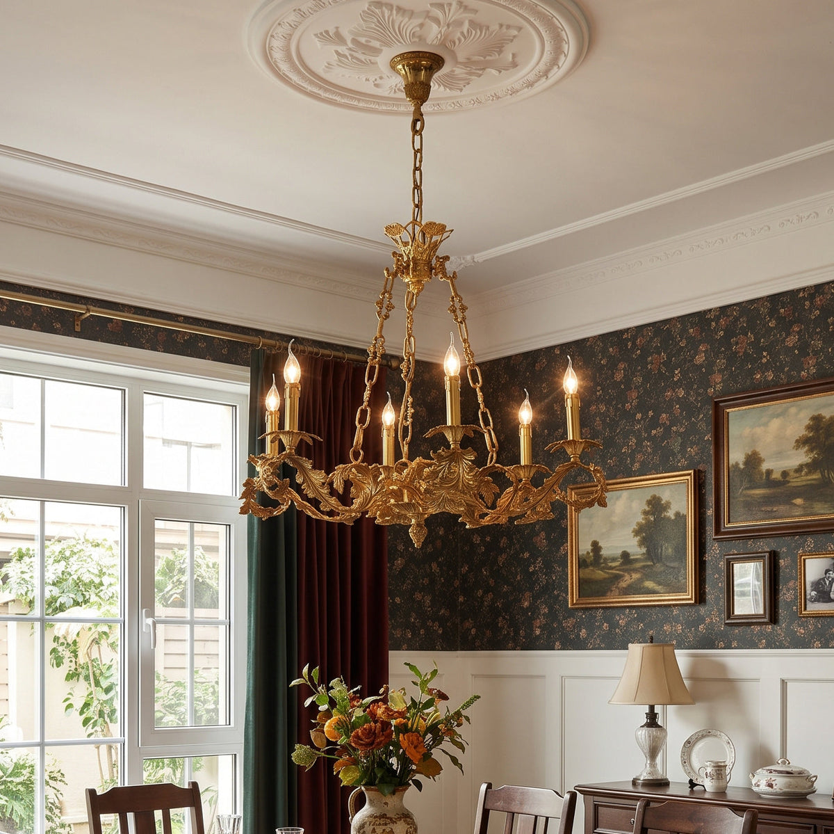 Valcourt Brass Scroll Chandelier