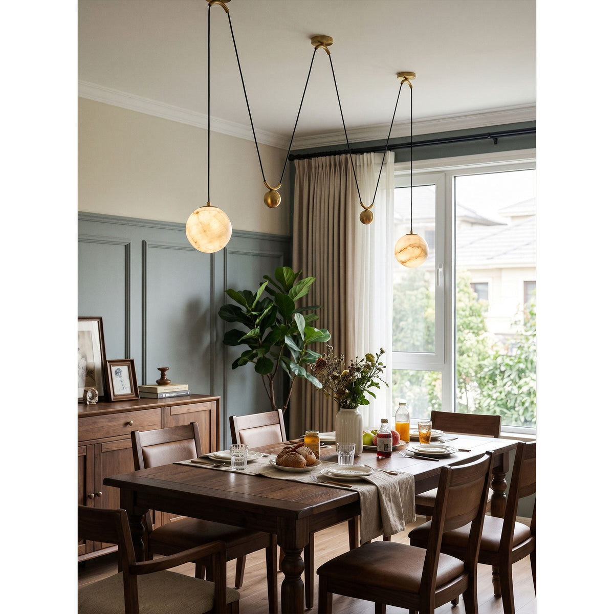 Vesper Alabaster Counterweight Pendant Lamp