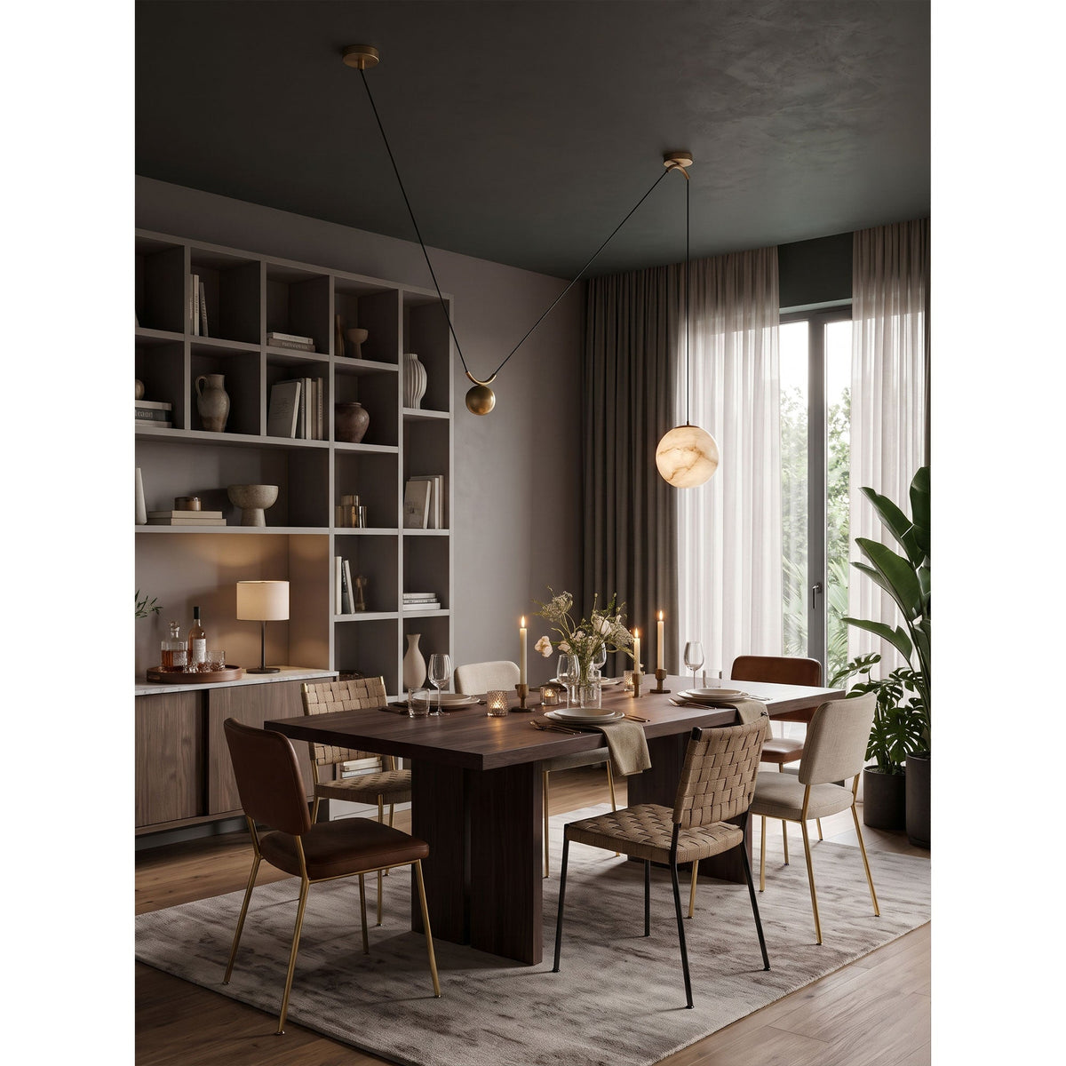 Vesper Alabaster Counterweight Pendant Lamp