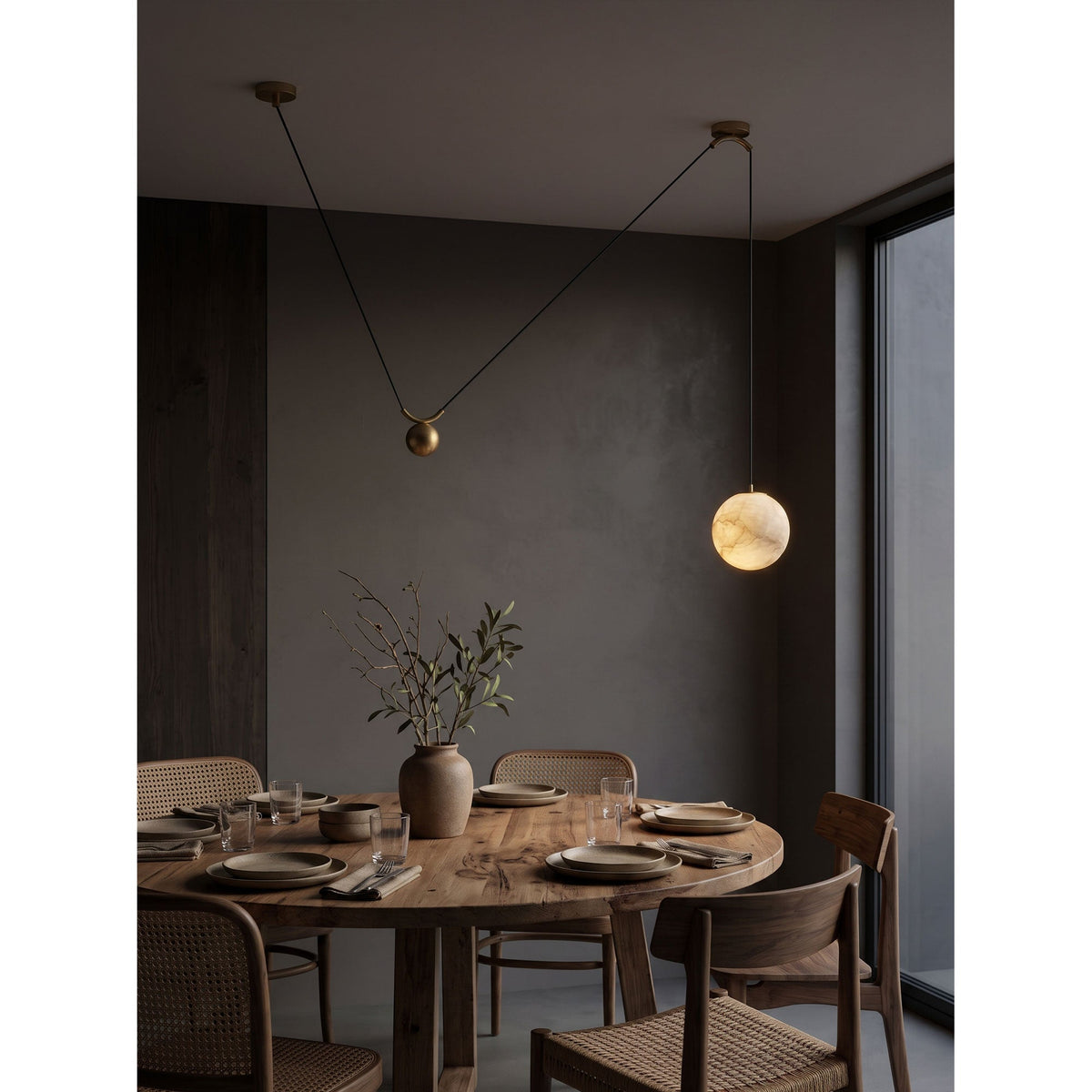 Vesper Alabaster Counterweight Pendant Lamp