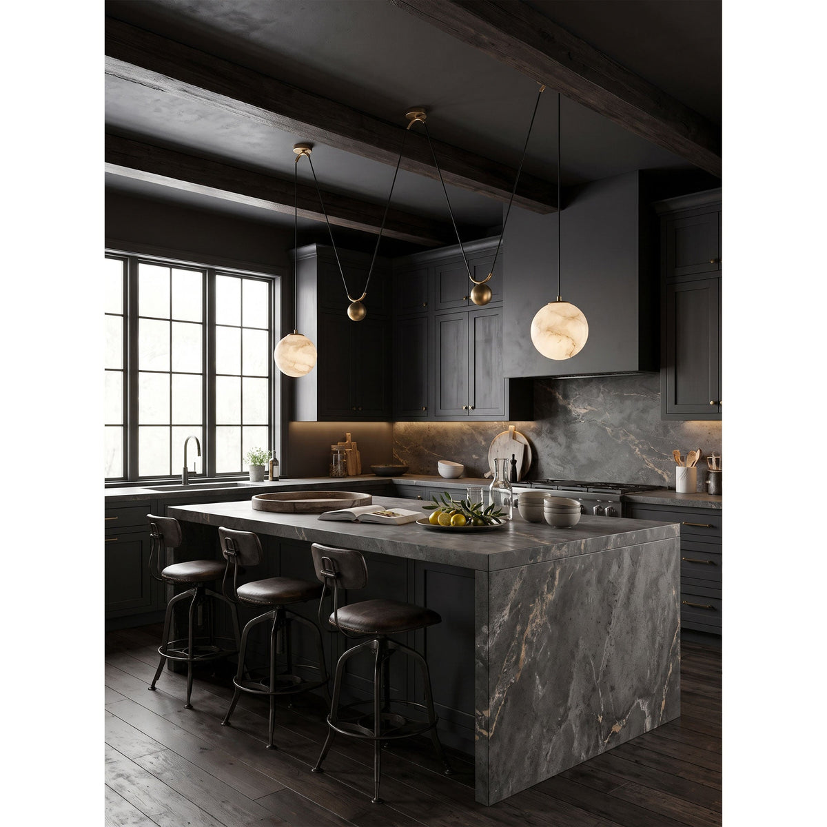 Vesper Alabaster Counterweight Pendant Lamp