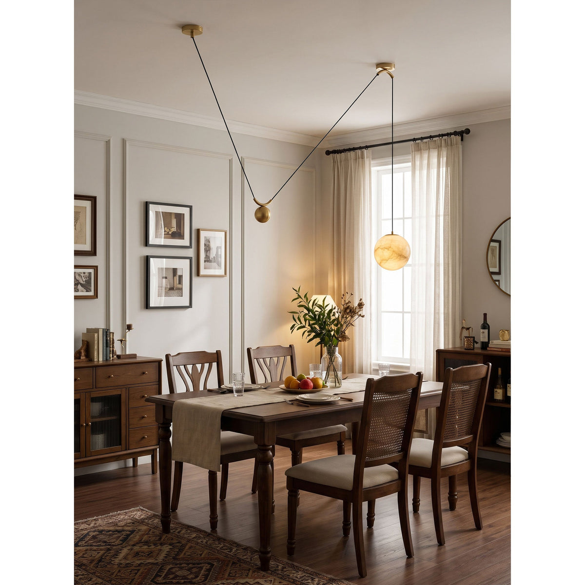 Vesper Alabaster Counterweight Pendant Lamp