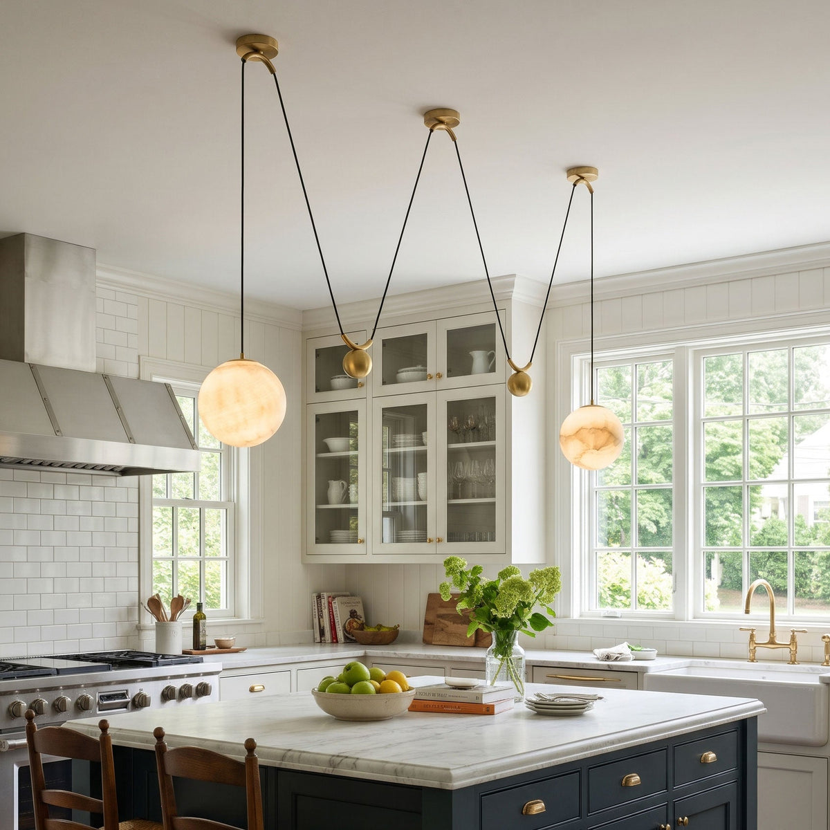 Vesper Alabaster Counterweight Pendant Lamp