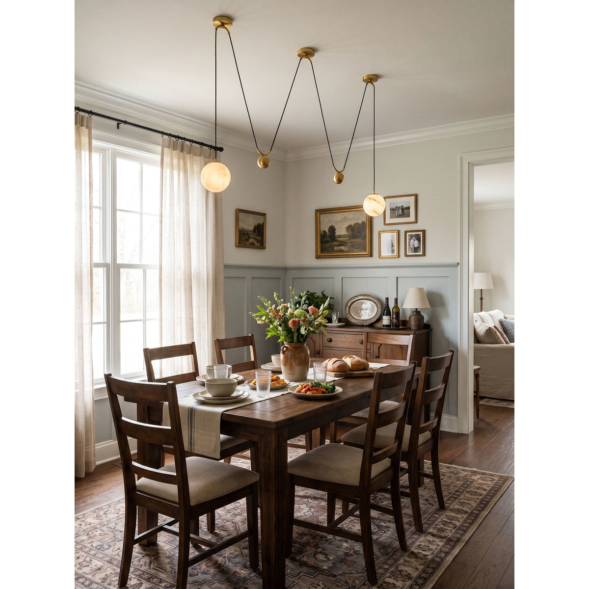 Vesper Alabaster Counterweight Pendant Lamp