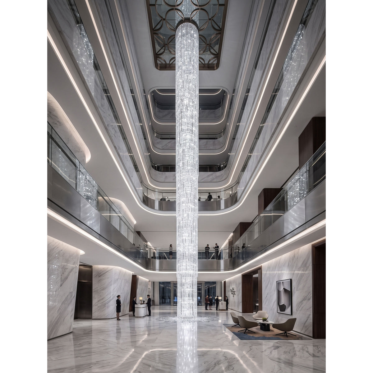 Waterfall Pillar Crystal Chandelier