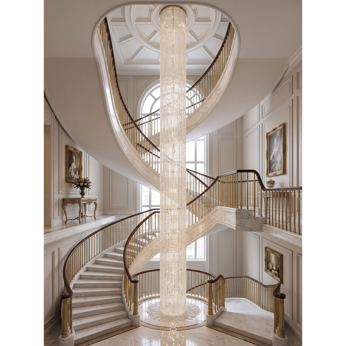 Waterfall Pillar Crystal Chandelier