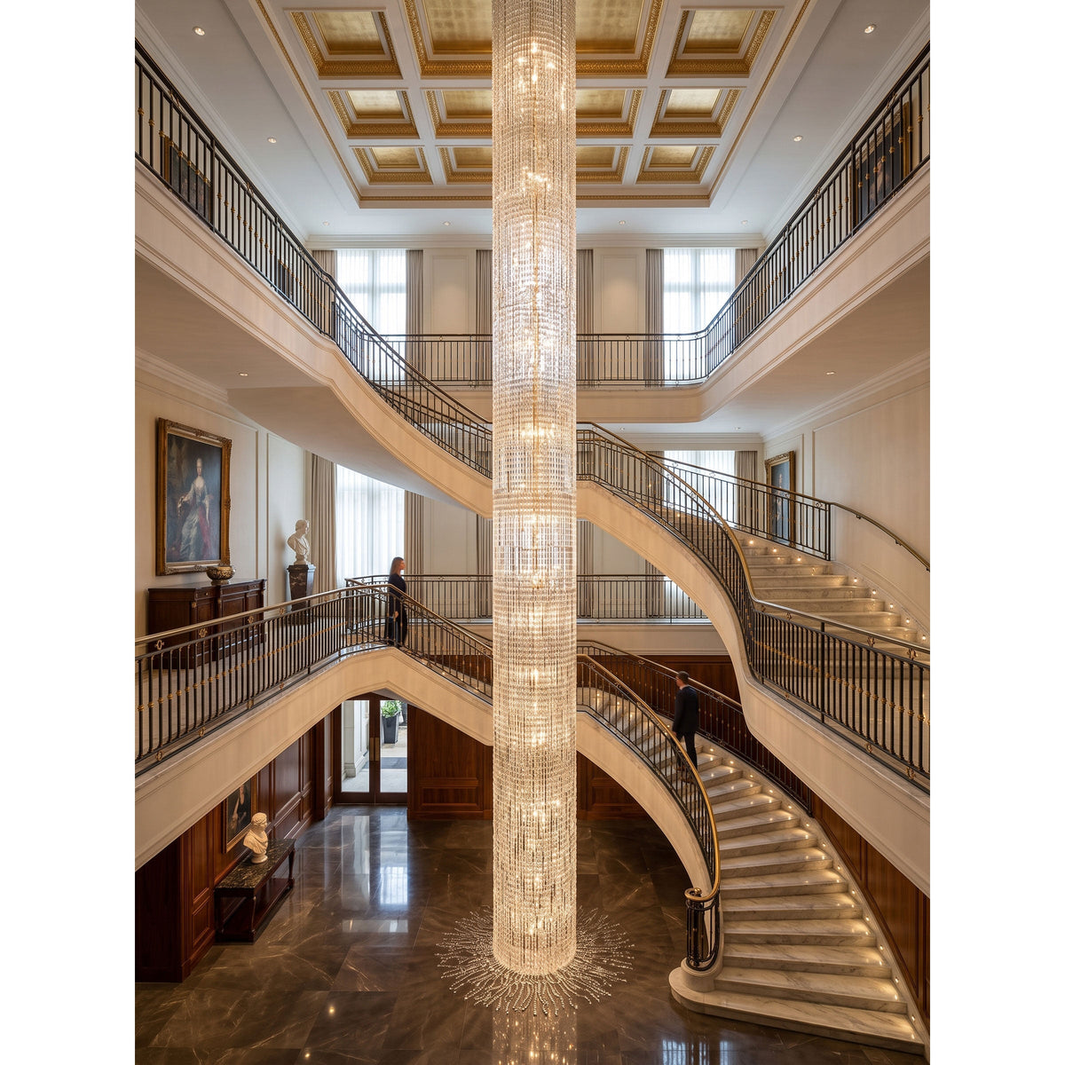 Waterfall Pillar Crystal Chandelier