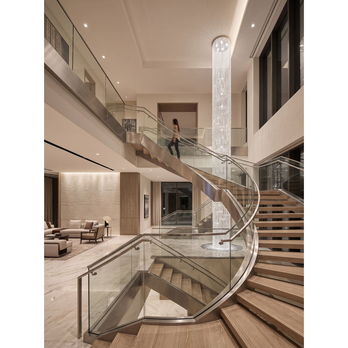 Waterfall Pillar Crystal Chandelier