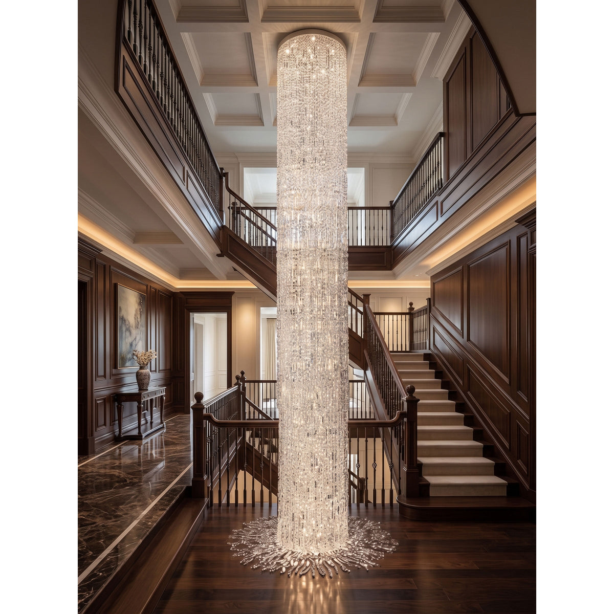 Waterfall Pillar Crystal Chandelier