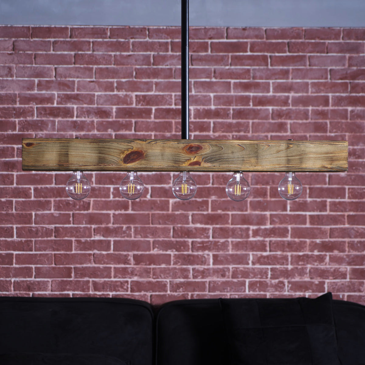 Wood-beam Island Chandelier