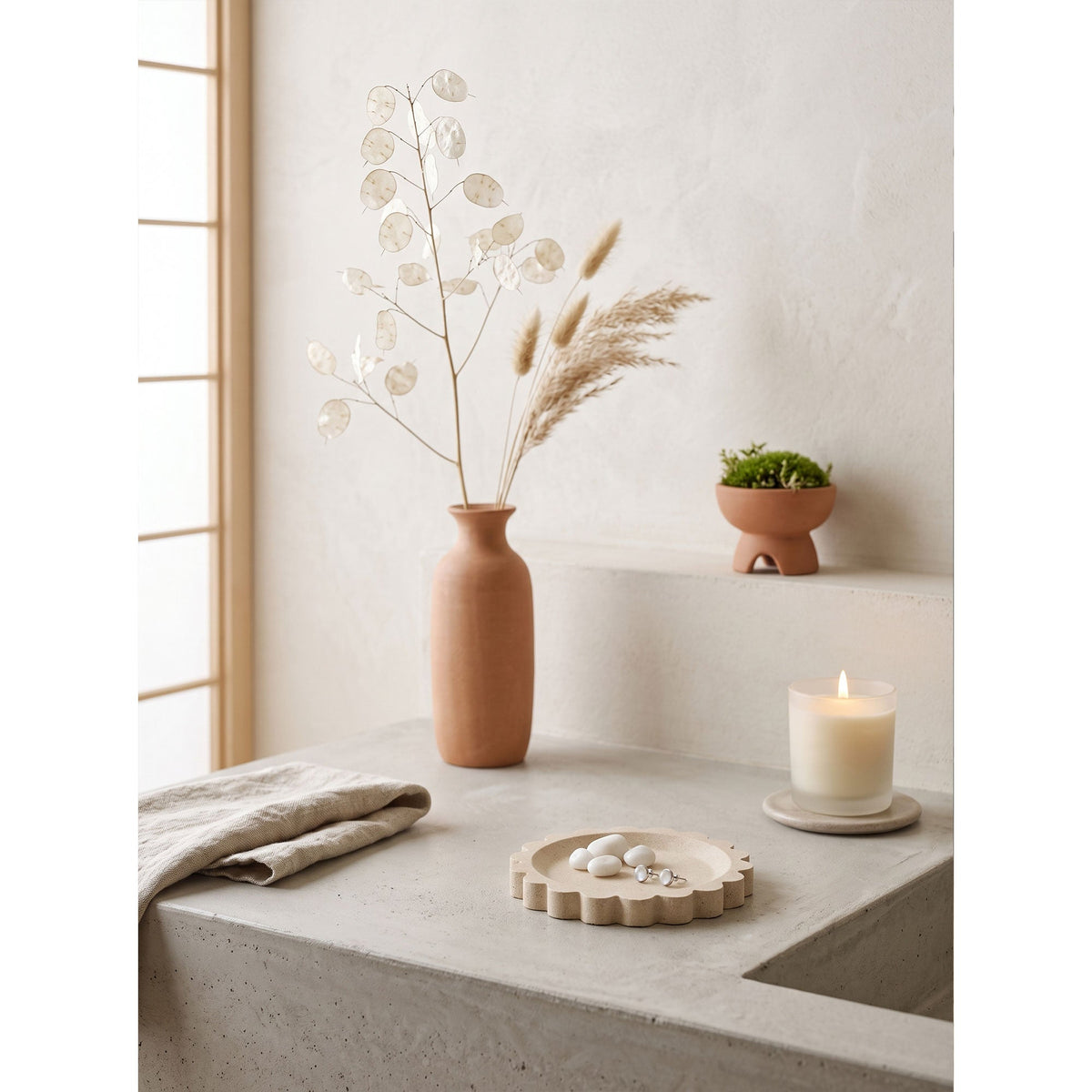 Zion Scalloped Stone Tray