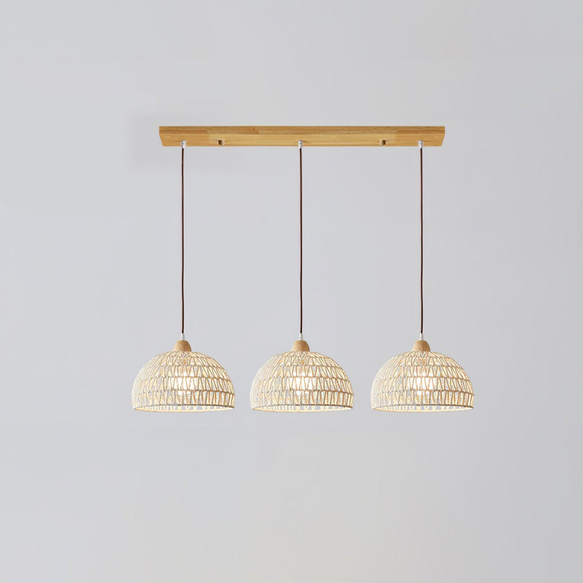 Rattan Arch Pendant Lamp 3 heads ? 23.6″ x H 59″ / Dia 60cm x H 150cm / Natural rattan & Nature wood Pendant light