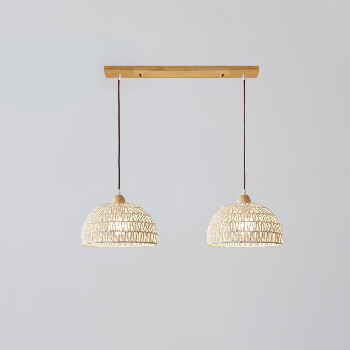 Rattan Arch Pendant Lamp 2 heads ? 23.6″ x H 59″ / Dia 60cm x H 150cm / Natural rattan & Nature wood Pendant light