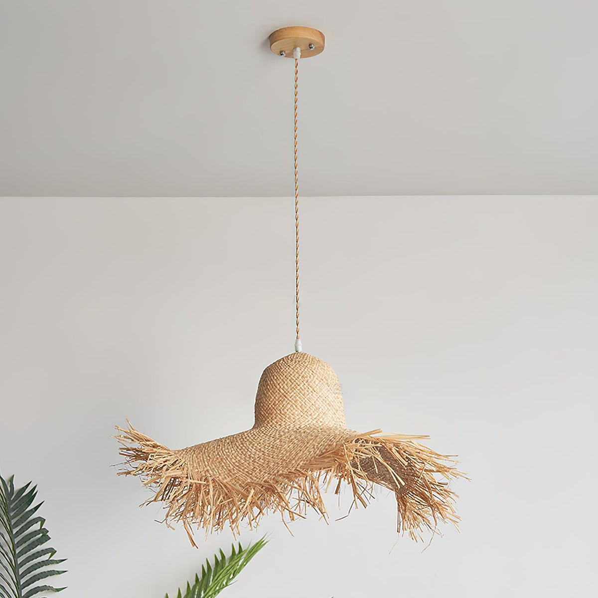 Rattan Straw Hat Pendant Light ? 20.5″ x H 14.2″ / Dia 52cm x H 36cm / Natural rattan Pendant light